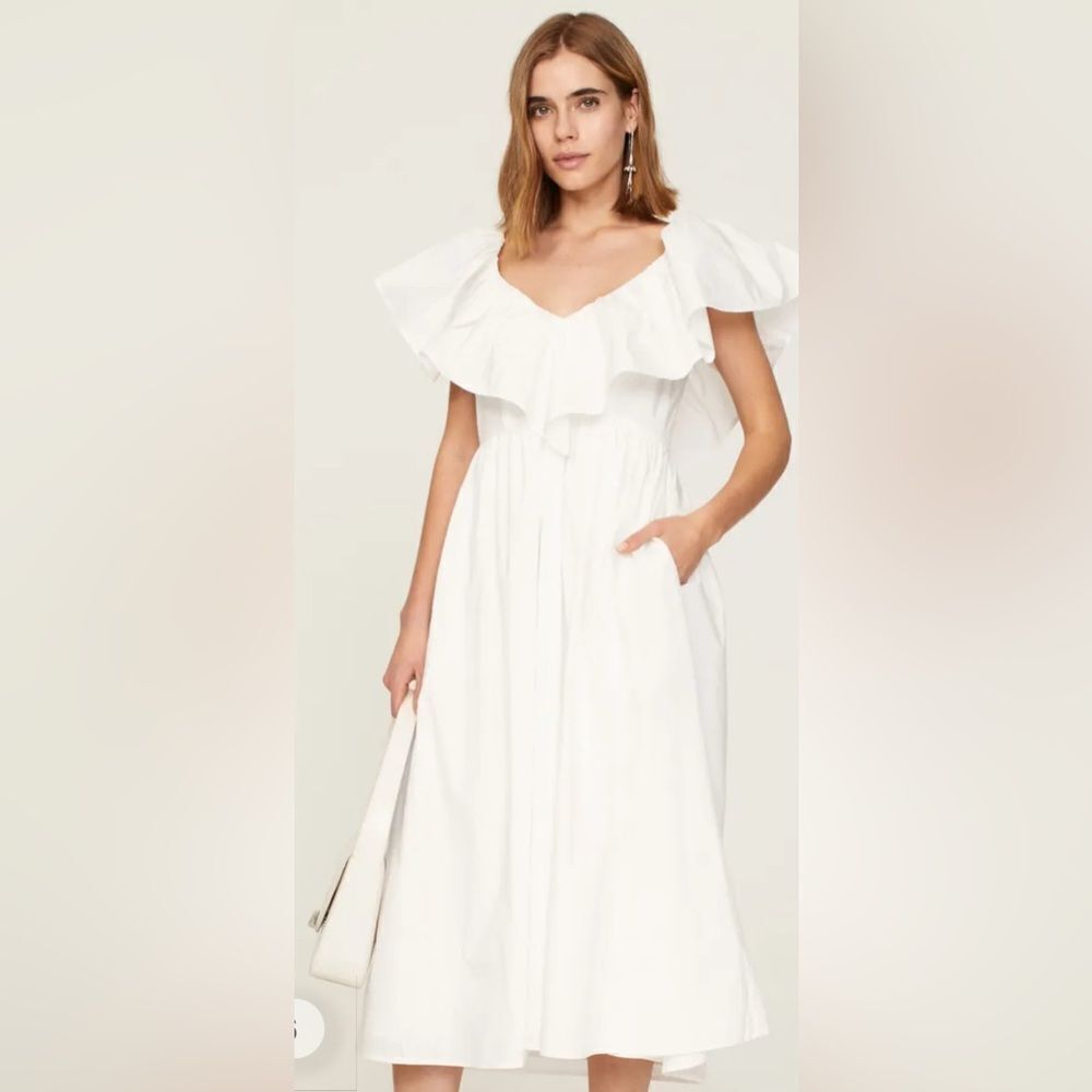 Adam Lippes Eyelet Ruffle Dress Size 10